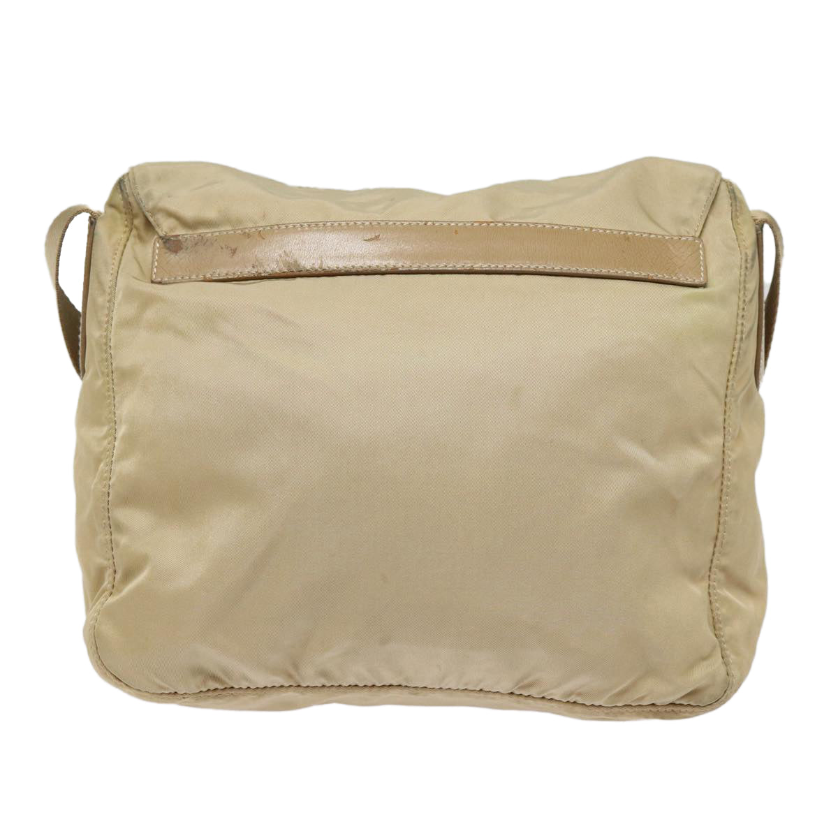 PRADA Shoulder Bag Nylon Beige Silver Auth