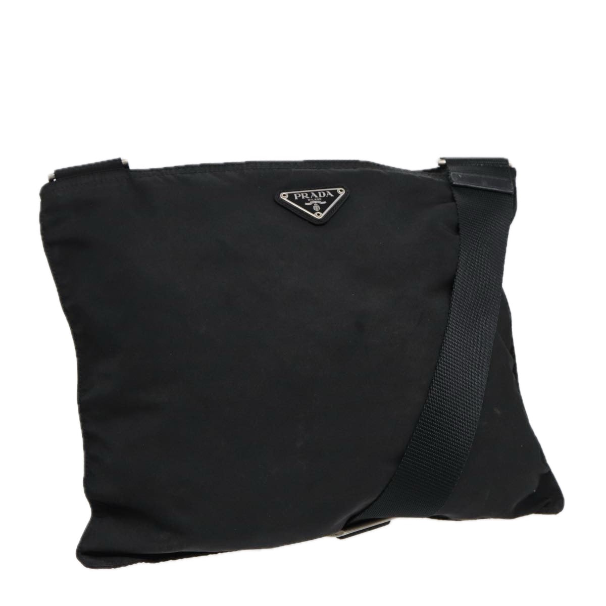 PRADA Shoulder Bag Nylon Black Silver Auth