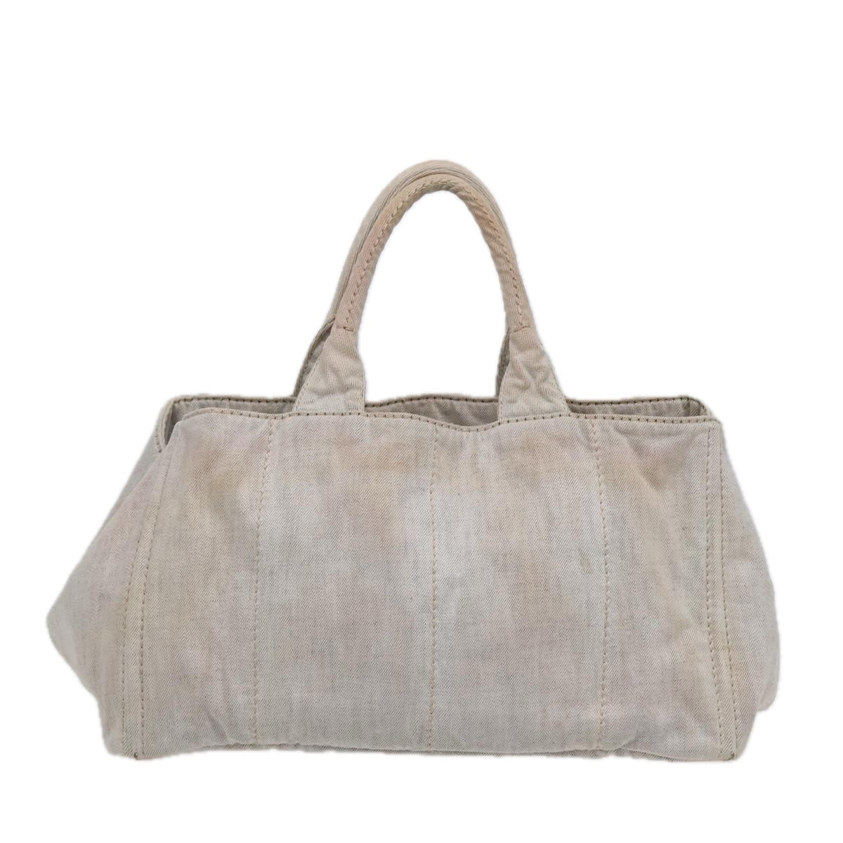 PRADA Canapa GM Hand Bag Canvas Gray Gold Auth