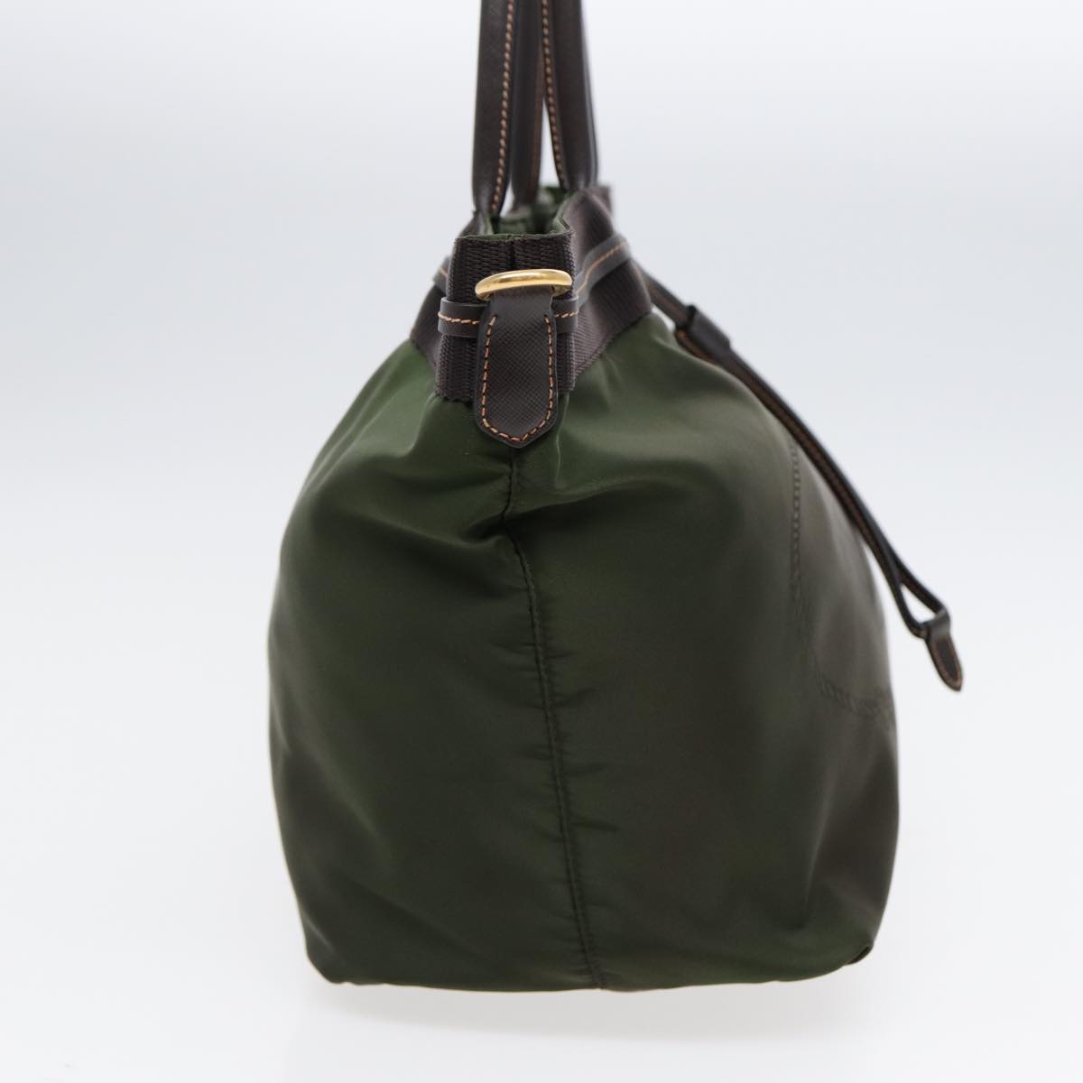 PRADA Hand Bag Nylon 2way Khaki Gold Auth