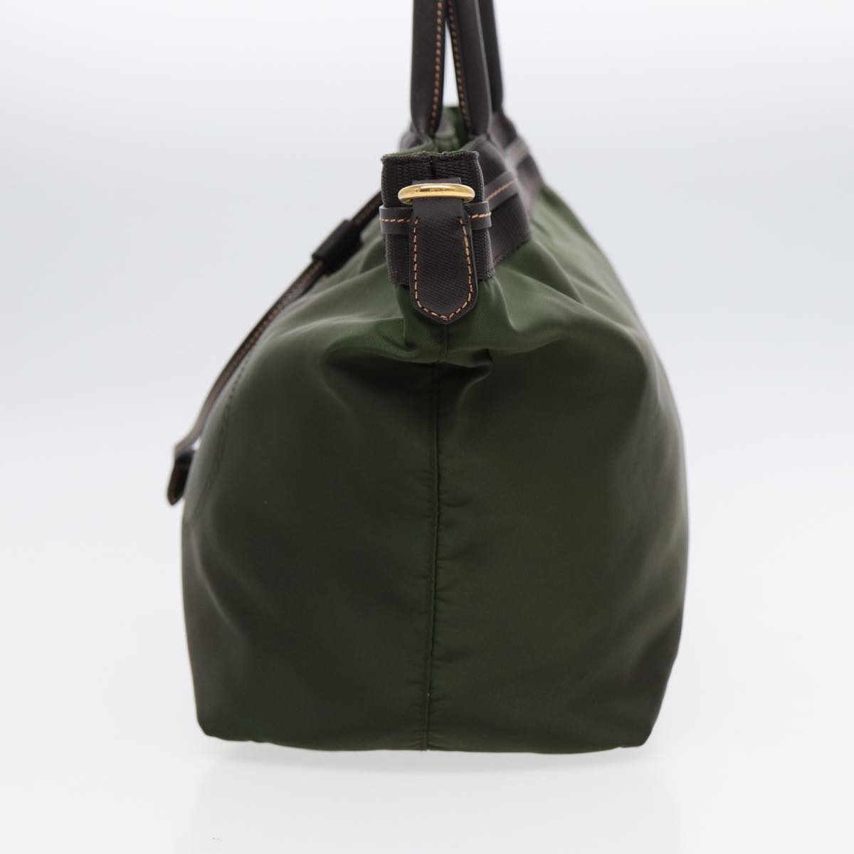 PRADA Hand Bag Nylon 2way Khaki Gold Auth
