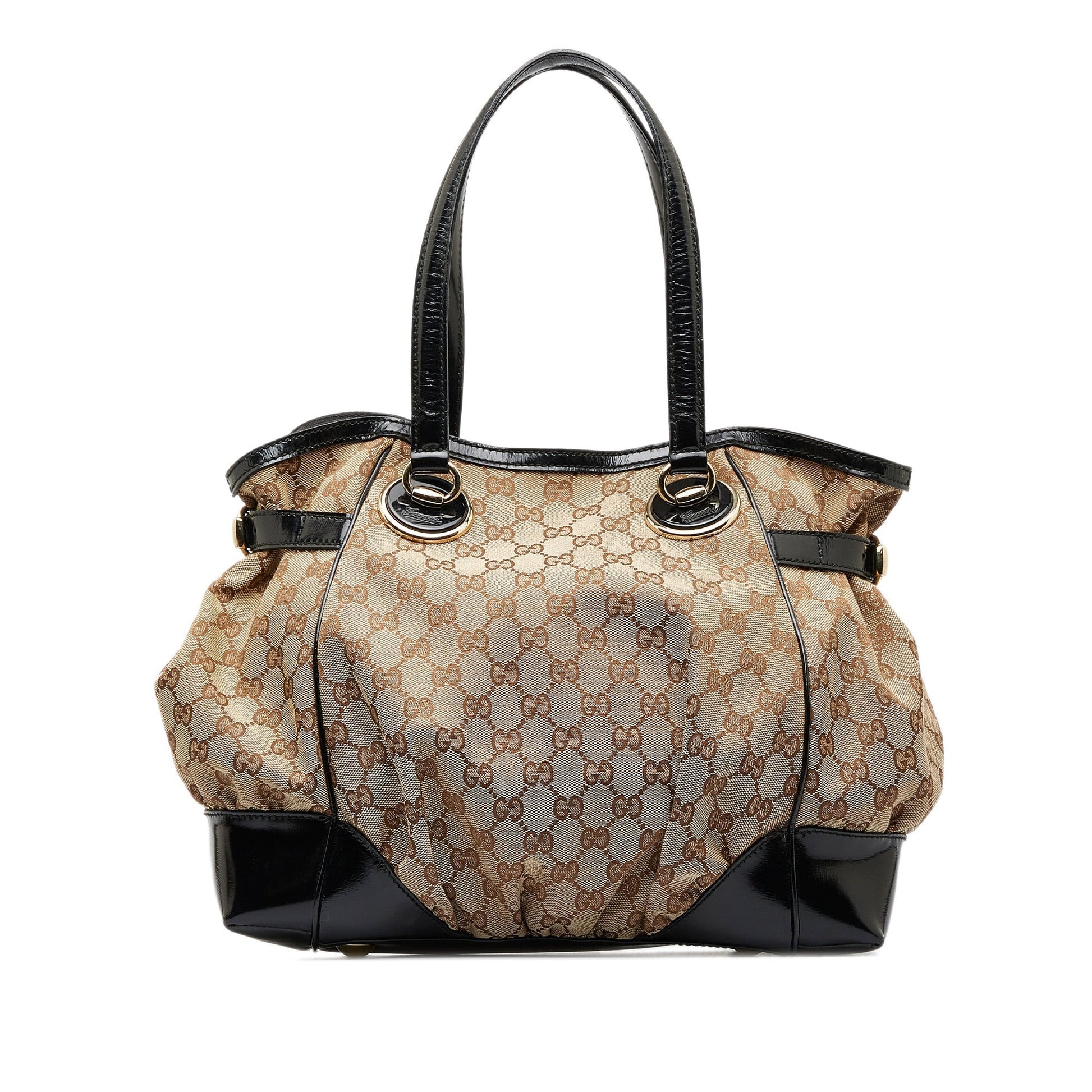 Gucci Brown Leather Canvas Tote Style 23
