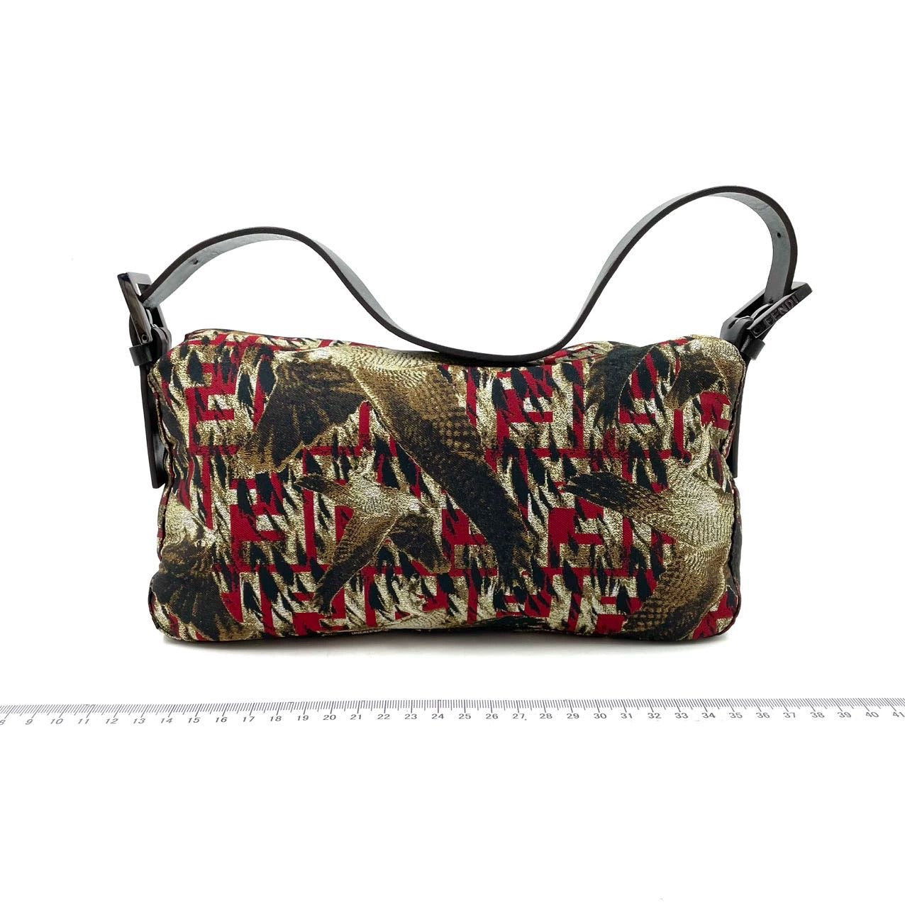 FENDI Baguette   Bird Printed Multicolor Canvas Shoulder Bag
