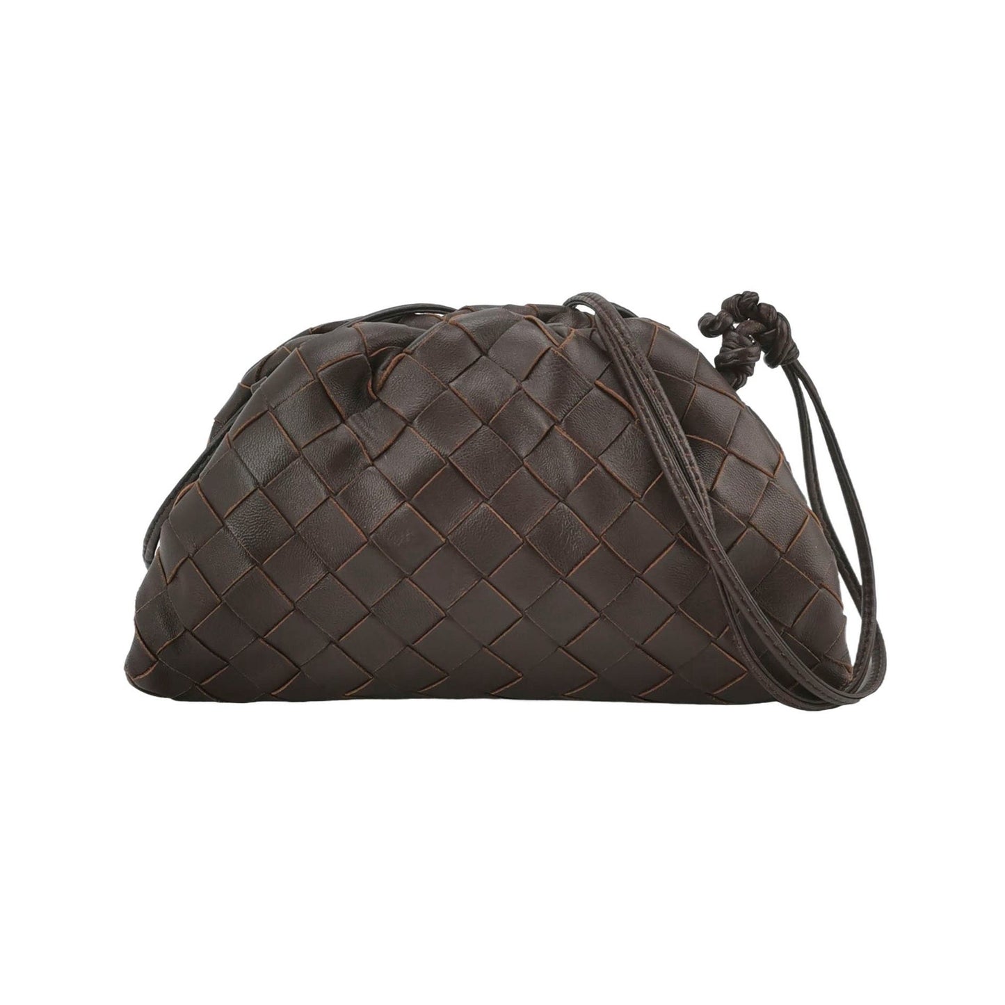 Bottega Veneta Pouch Mini Intrecciato Raisin Purple Brown Lambskin Leather Crossbody Bag
