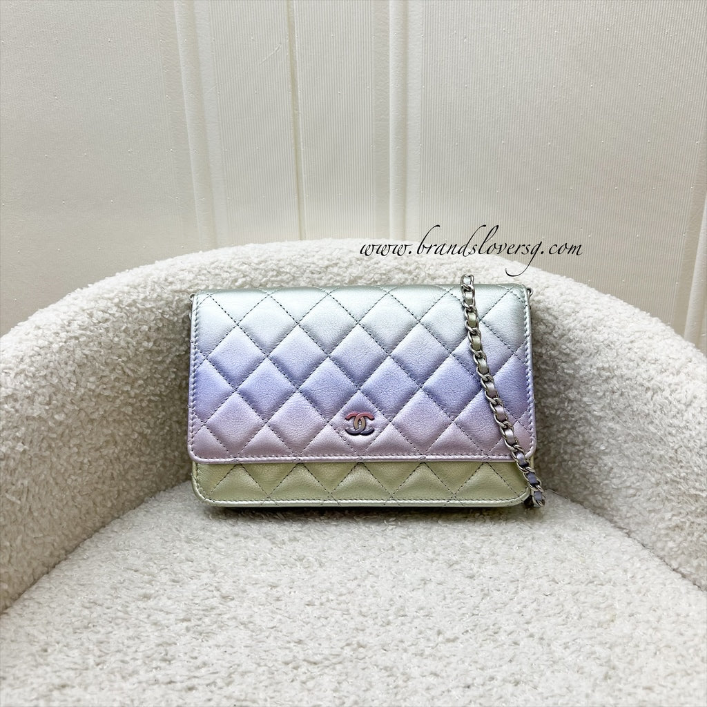 Chanel Classic Wallet on Chain WOC in 21K Iridescent Rainbow Calfskin and SHW Crossbody