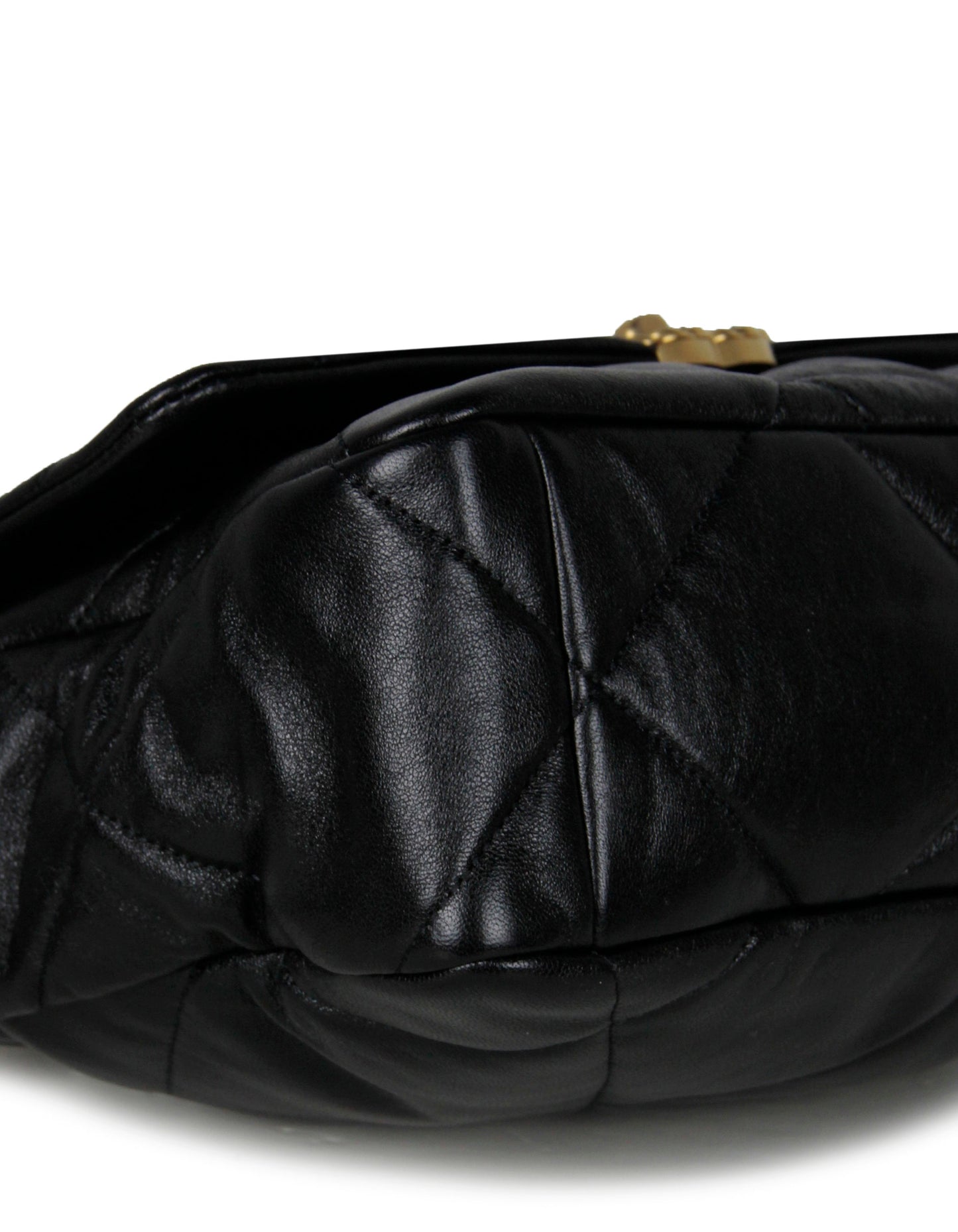 Chanel Black Calfskin Leather Quilted Large 19 Bag