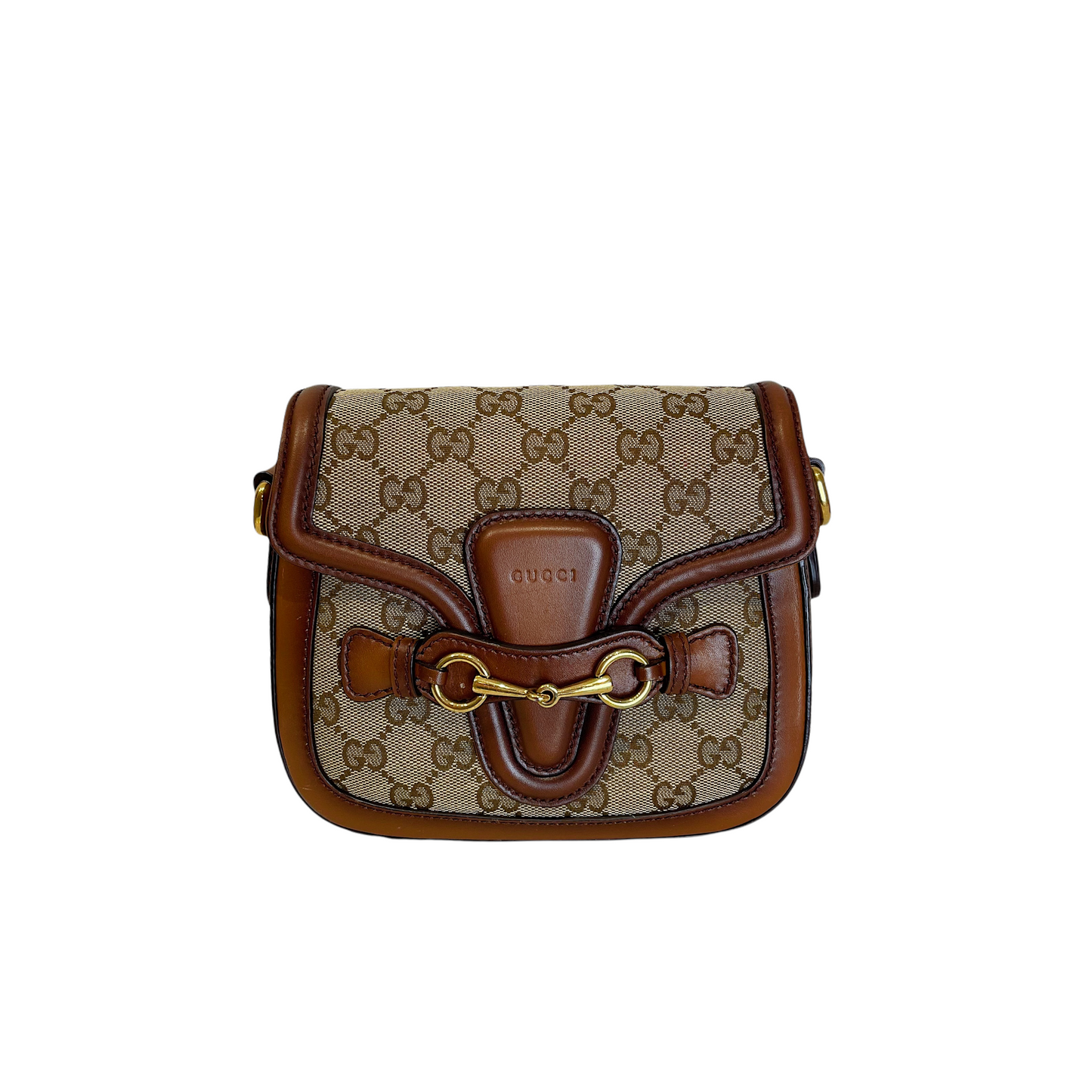 Gucci Lou Leather Canvas Shoulder Bag