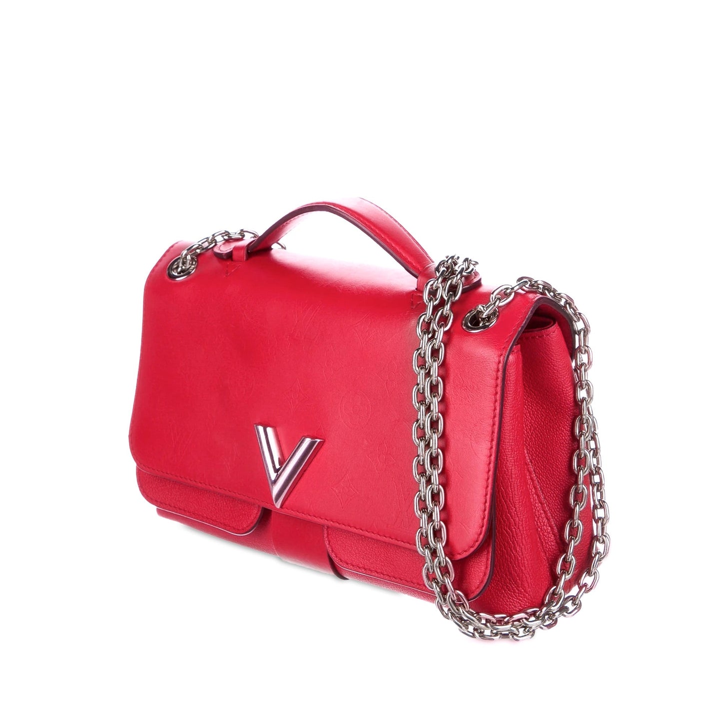Red Louis Vuitton Monogram Cuir Plume Ecume Very Chain Bag Satchel
