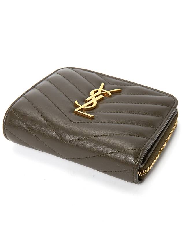 Luxury Saint Laurent Trending 2026 Cassandra Quilting Around Half Wallet Light Musk