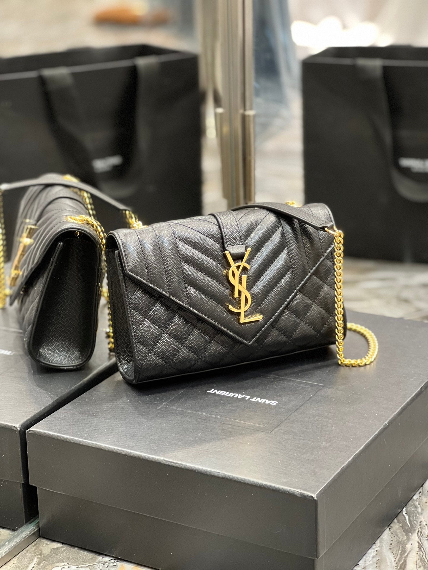 Yves Saint Laurent Small Bag Black In Mix Matelasse