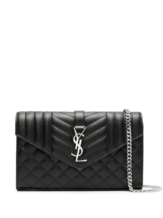 Luxury Saint Laurent Trending 2025 Women's Matelasse Grain Quilted Clutch in Neronero |