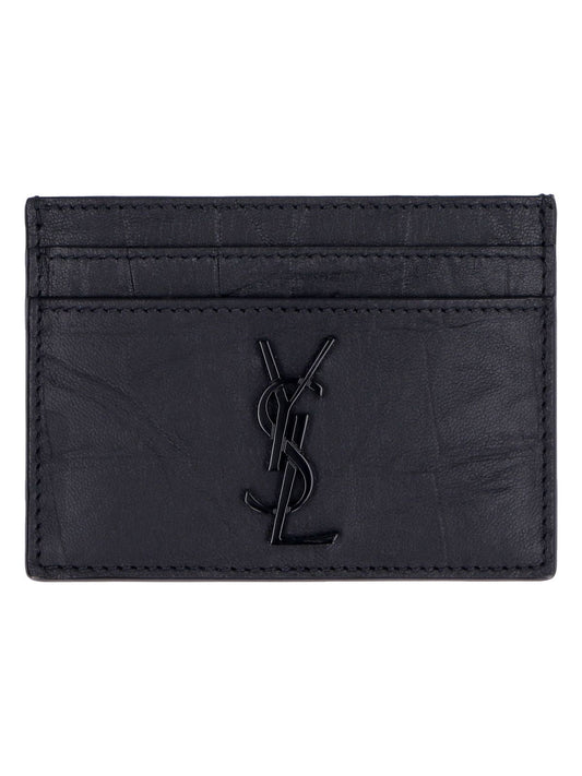 Luxury Saint Laurent Trending 2026 Men's Monogram Credit Card Holder in Black | 485631C9H0U