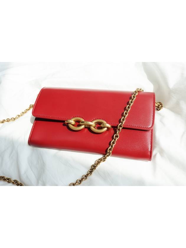 Luxury Saint Laurent Trending 2026 Le Maillon Chain Long Wallet Red