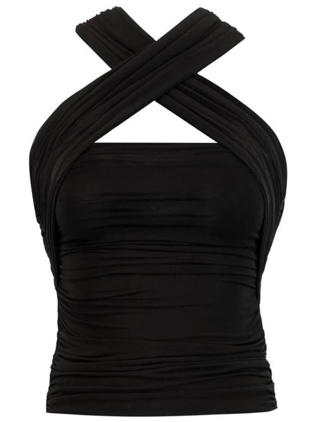 Luxury Saint Laurent Trending 2026 Wrinkle Jersey Sleeveless Black