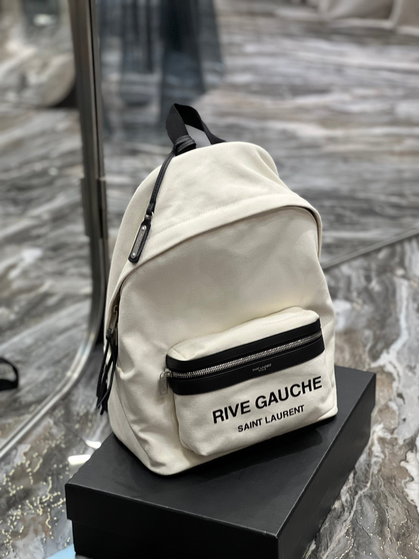 Yves Saint Laurent City Backpack In Canvas Unisex.8in/ White