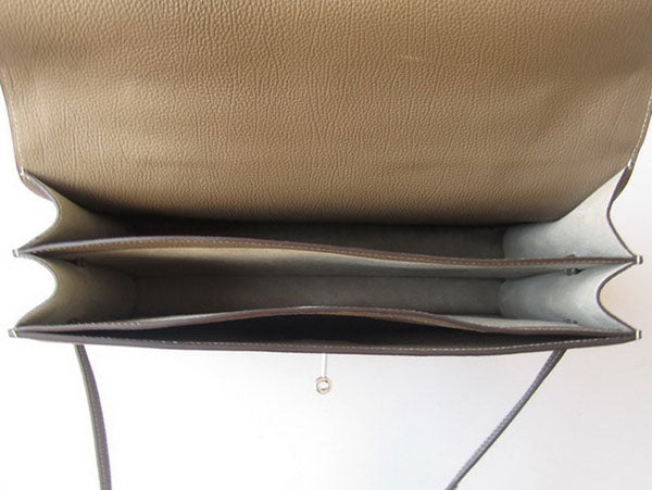 Luxury Hermes Briefcases Unisex Grey Handbag