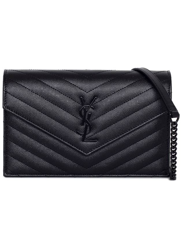 Luxury Saint Laurent Trending 2025 Monogram Envelope Chain Small Wallet Cross Bag Black