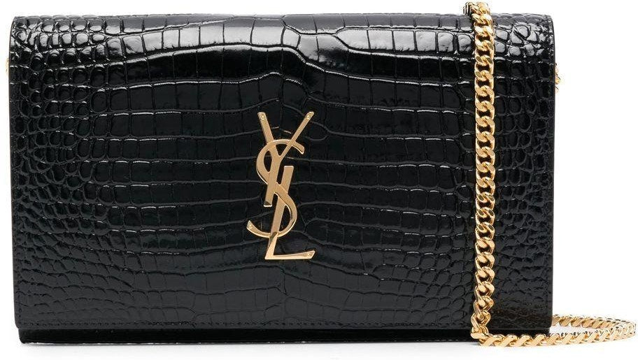Luxury Saint Laurent Trending 2026 Women's Cassandre Leather Logo Plaque in Nero/Nero | 747464DND1J1000
