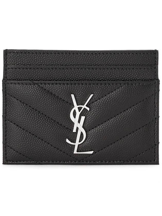 Luxury Saint Laurent Trending 2026 Cassandre Matelasse Card Case In Grain De Poudre Embossed Leather Black