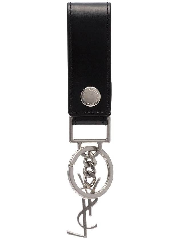 Luxury Saint Laurent Trending 2026 Monogram Leather Key Holder Black Silver