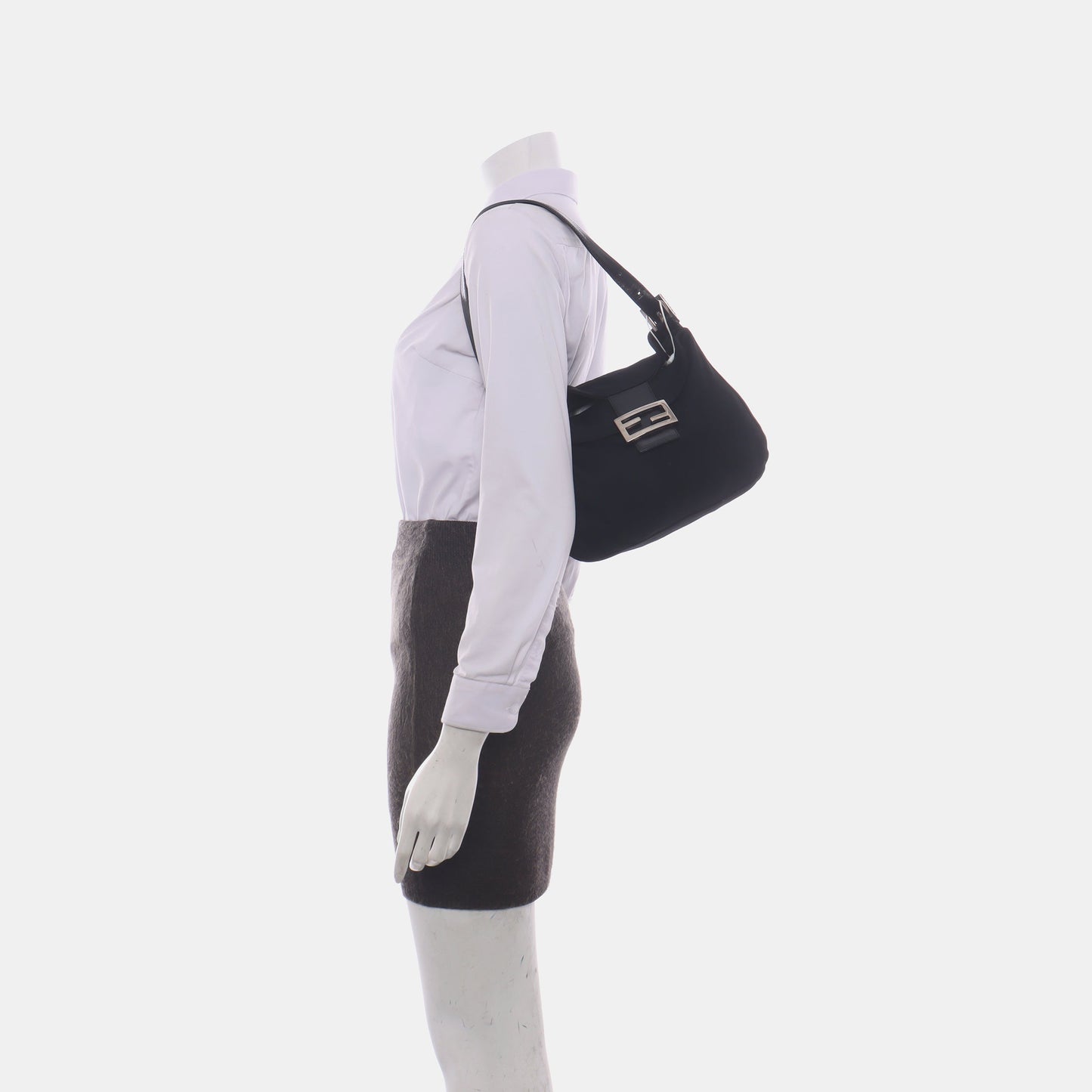 FENDI Baguette   Black Cloth Silver Hardware
