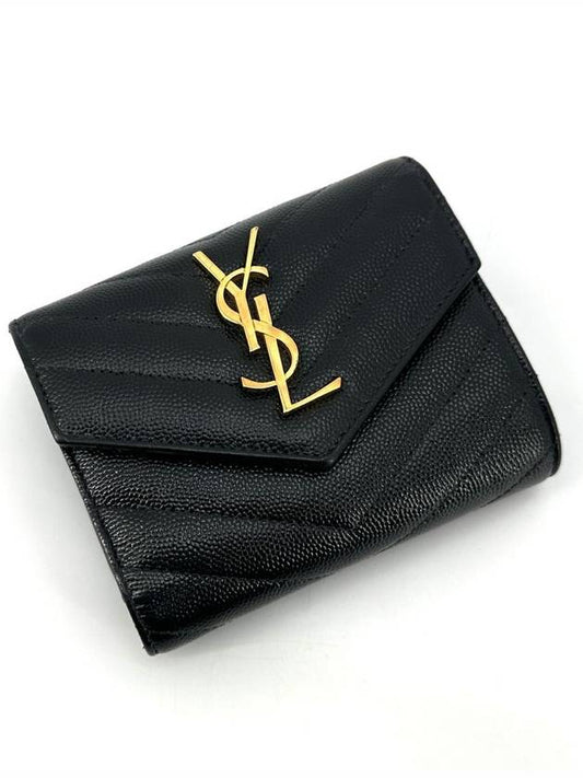 Luxury Saint Laurent Trending 2026 Monogram Envelope Gold Ring Wallet 403943