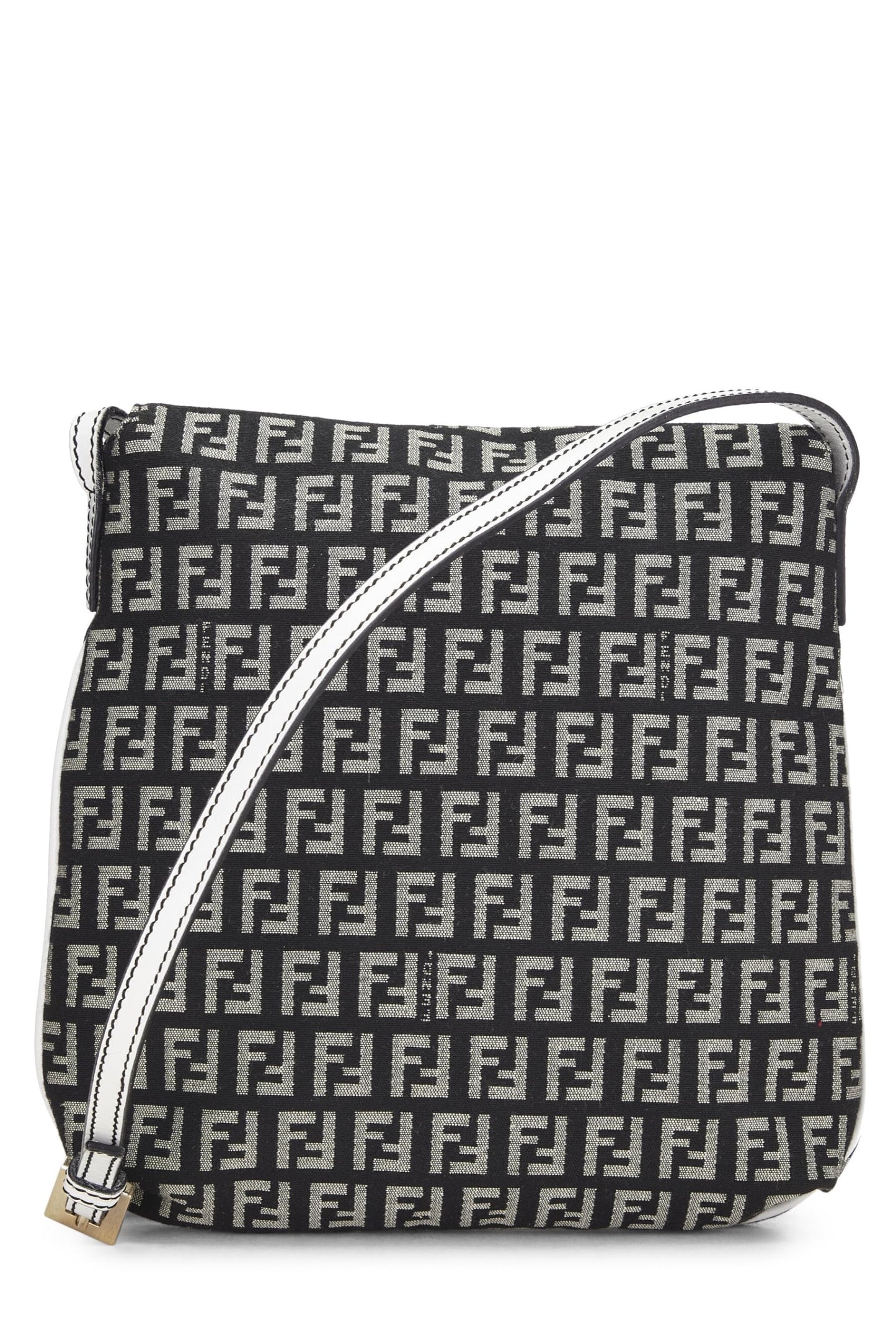 Fendi, Navy Zucchino Canvas Tube Messenger, White