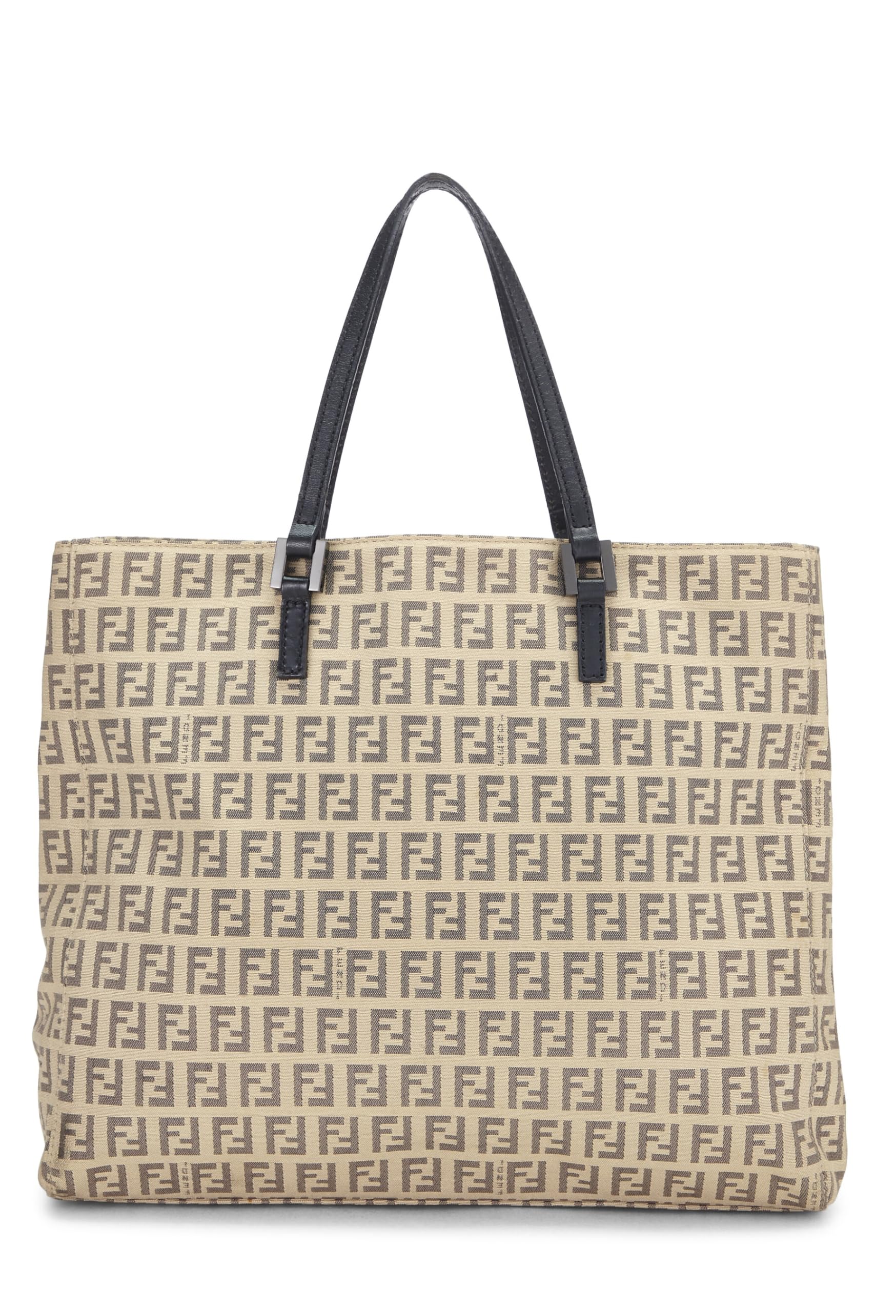 Fendi, Beige Zucchino Canvas Tote Small, Black