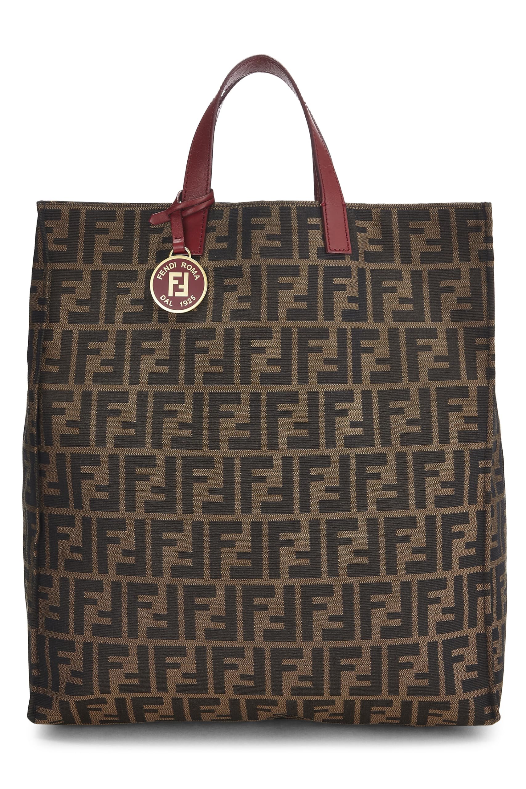 Fendi, Brown Zucca Canvas Vertical Tote Medium, Red