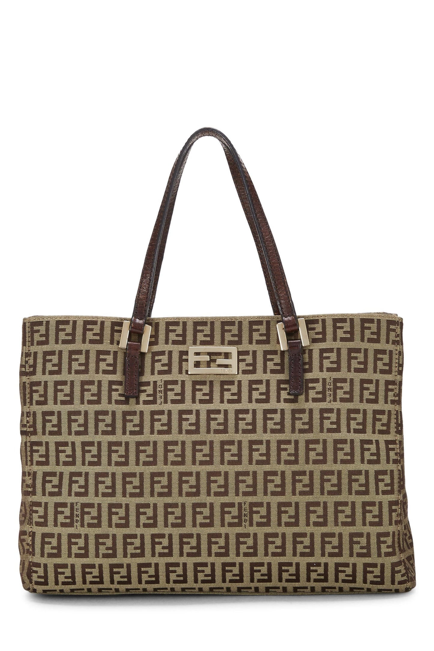 Fendi, Brown Zucchino Canvas Tote Small, Brown