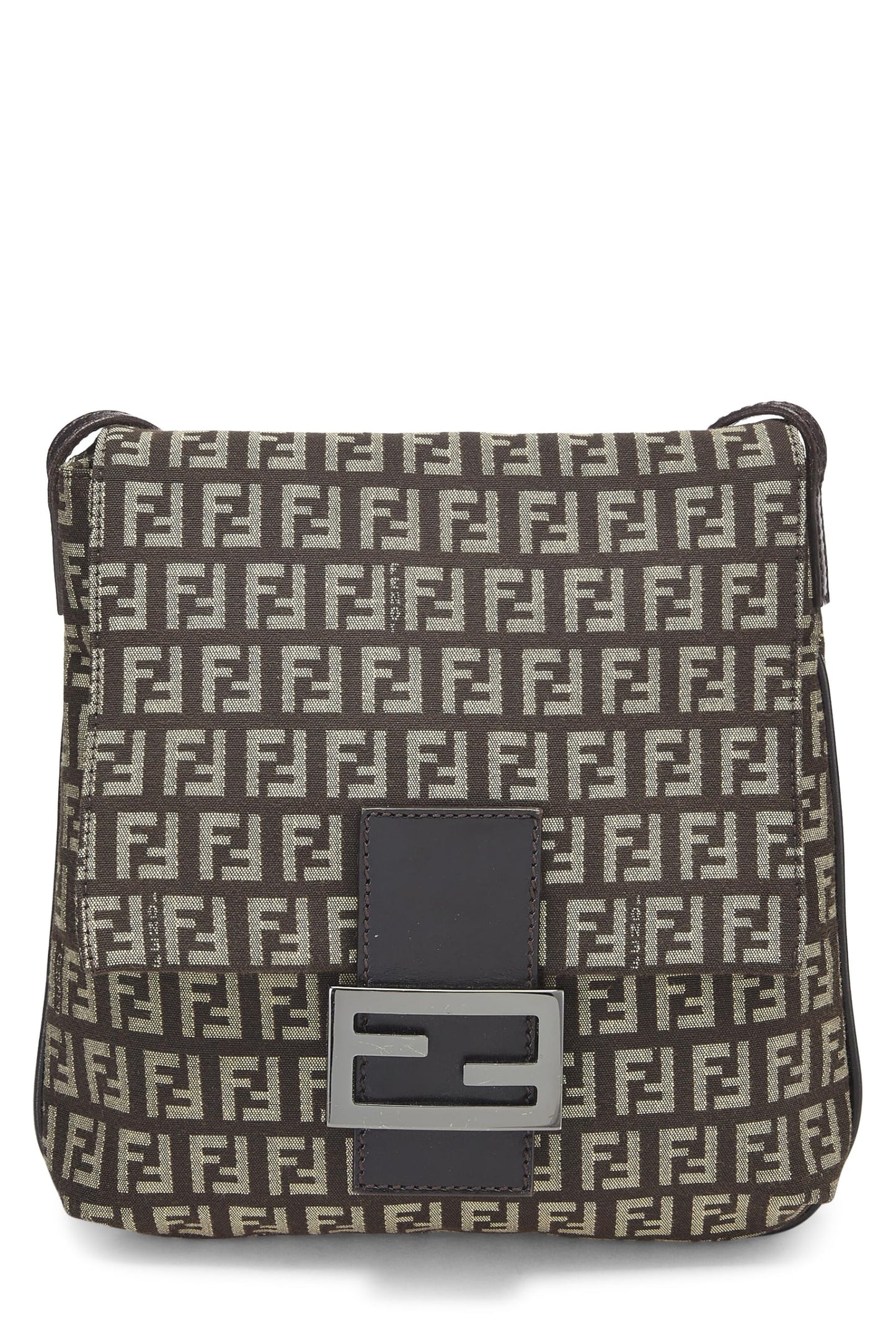 Fendi, Brown Zucchino Canvas Messenger Small, Brown