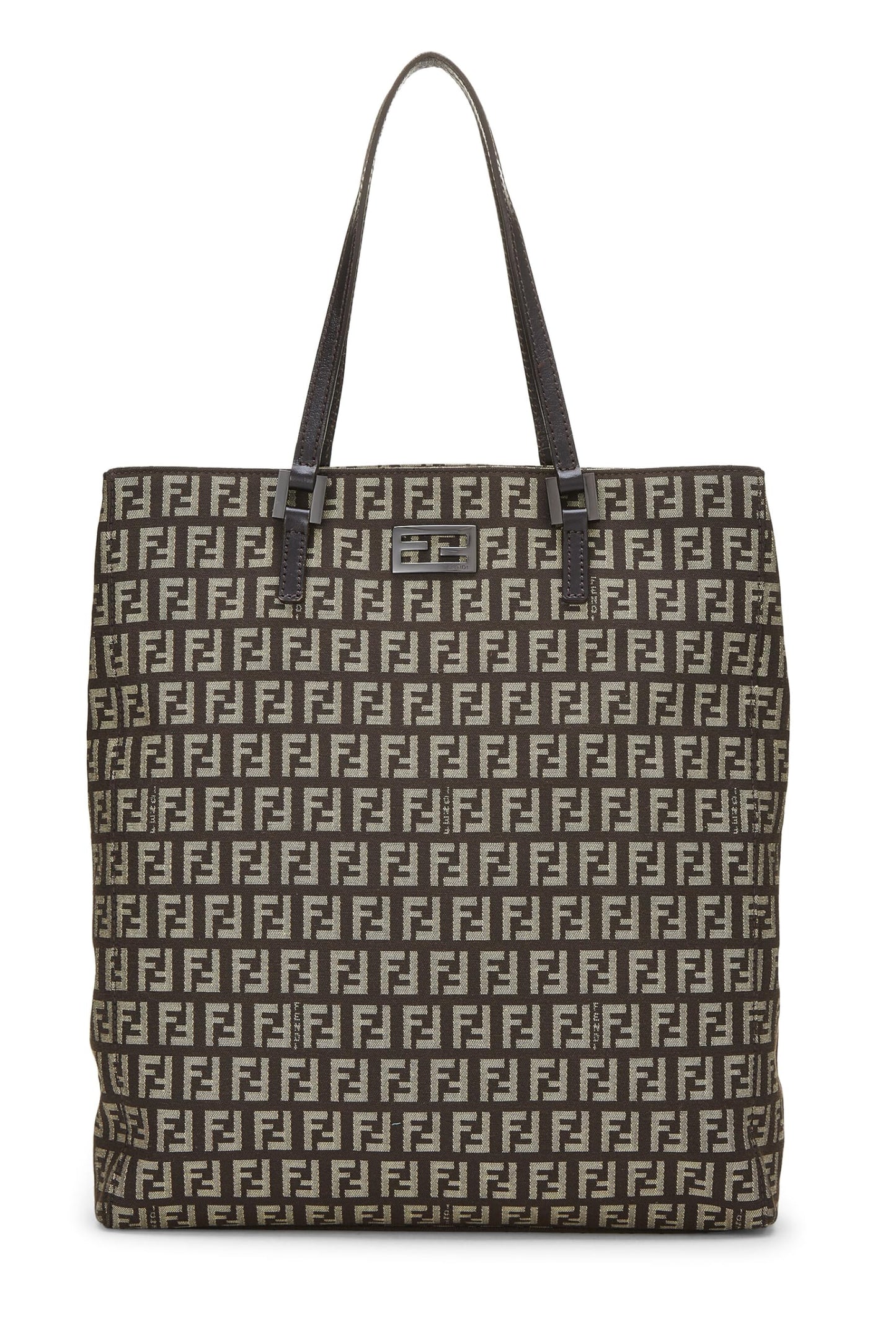 Fendi, Brown Zucca Canvas Selleria Vertical Tote Small, Brown