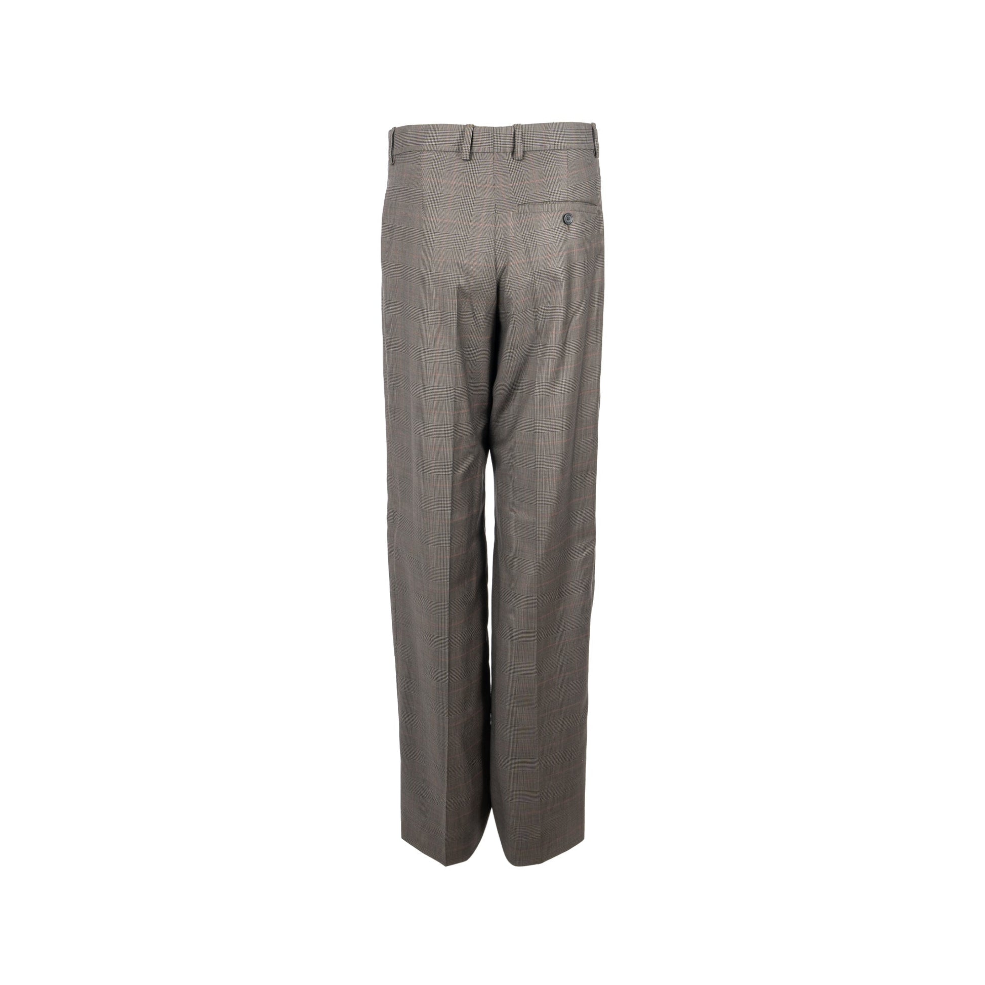 Balenciaga Size 44 Checked Single-Breasted Trousers Wool Dark Grey