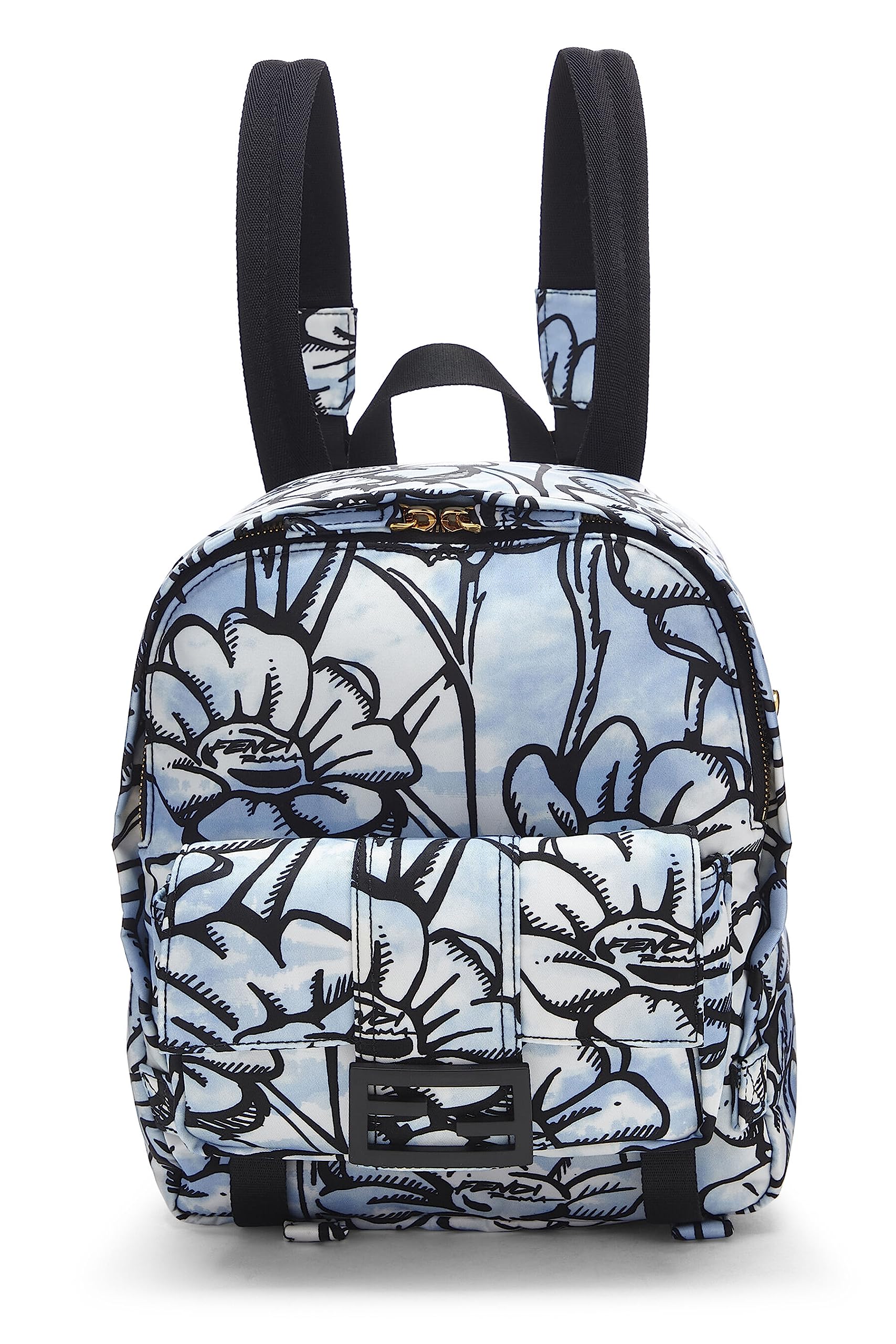 Fendi, Blue & Black Nylon Printed Backpack Small, Multi