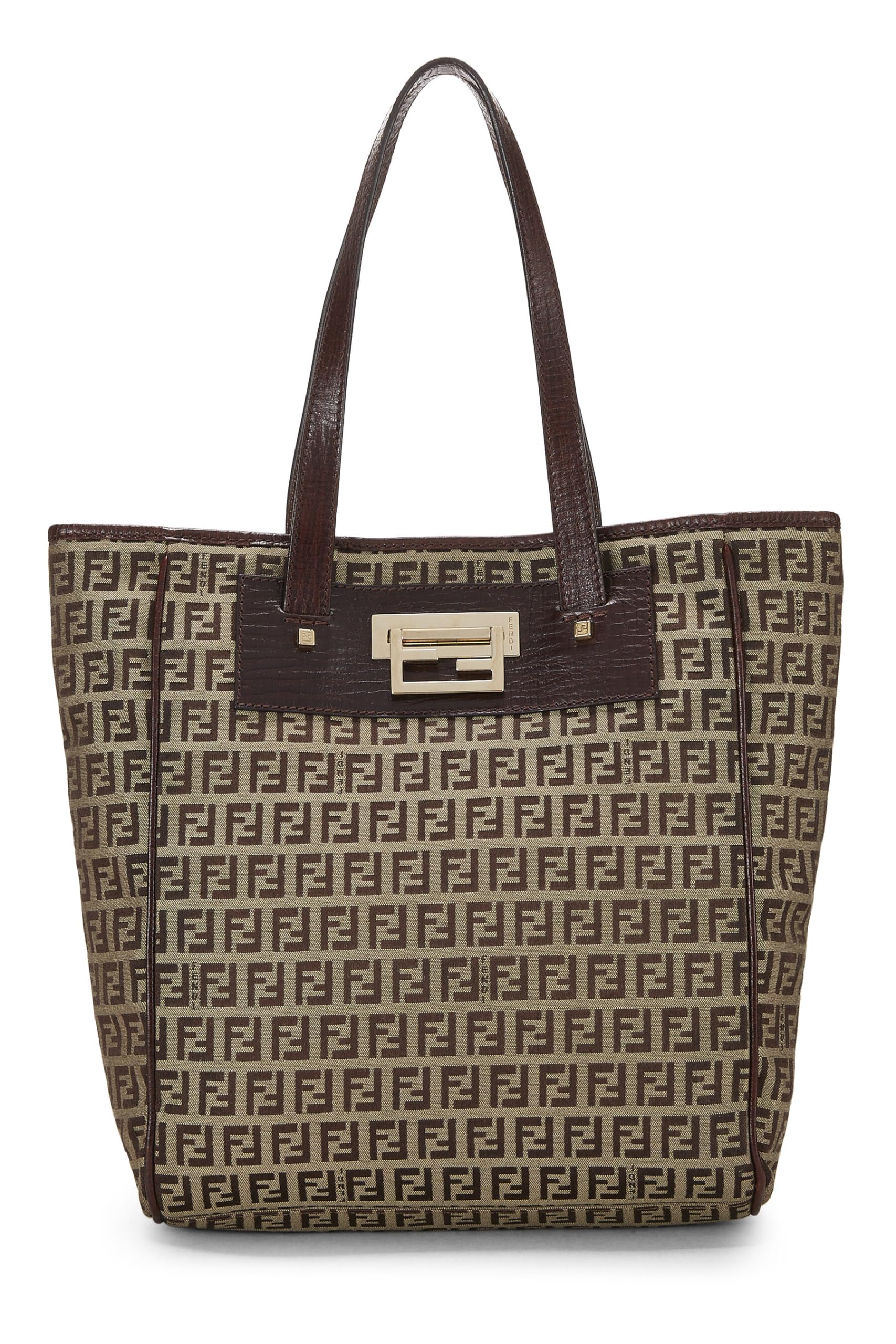 Fendi, Brown Zucchino Canvas Tote Small, Brown