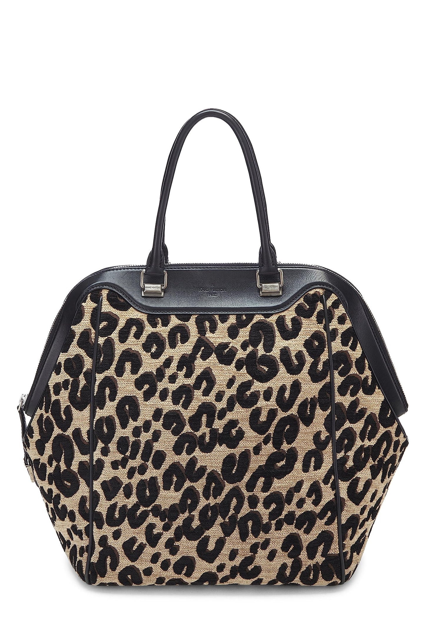 Louis Vuitton, Tan & Black Leopard Chenille Tapestry North-South Tote, Black