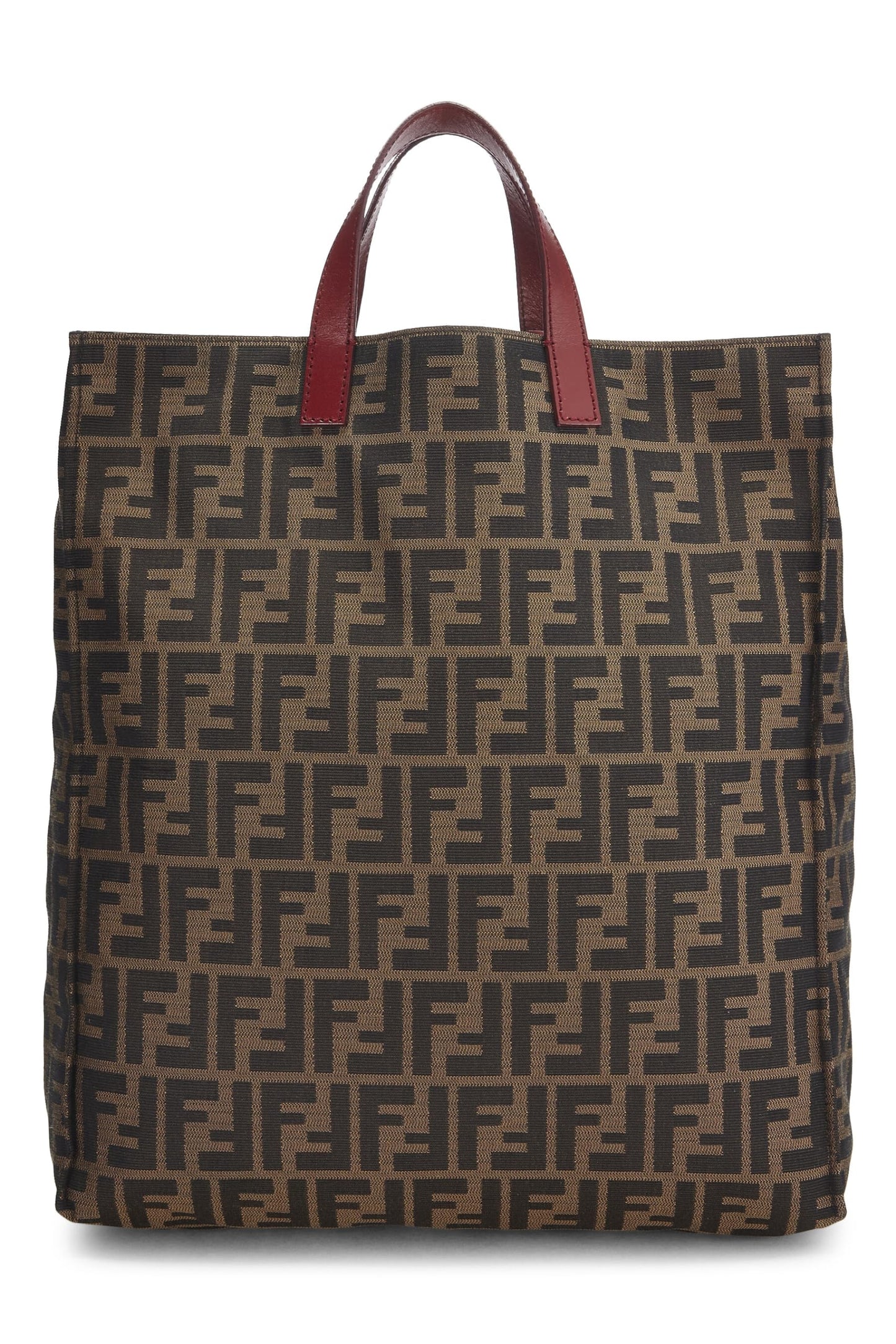 Fendi, Brown Zucca Canvas Vertical Tote Medium, Red