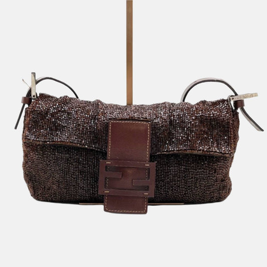 Fendi Baguette   Dark Chocolate Brown Glitter Beads