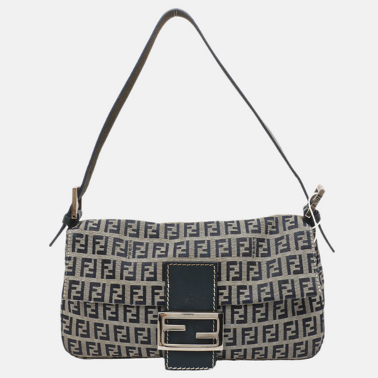 Fendi Baguette Navy Zucchino Print Monogram