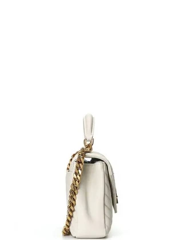 Luxury Saint Laurent Trending 2026 College Medium in Quilted Leather Shoulder Bag Blanc Vintage