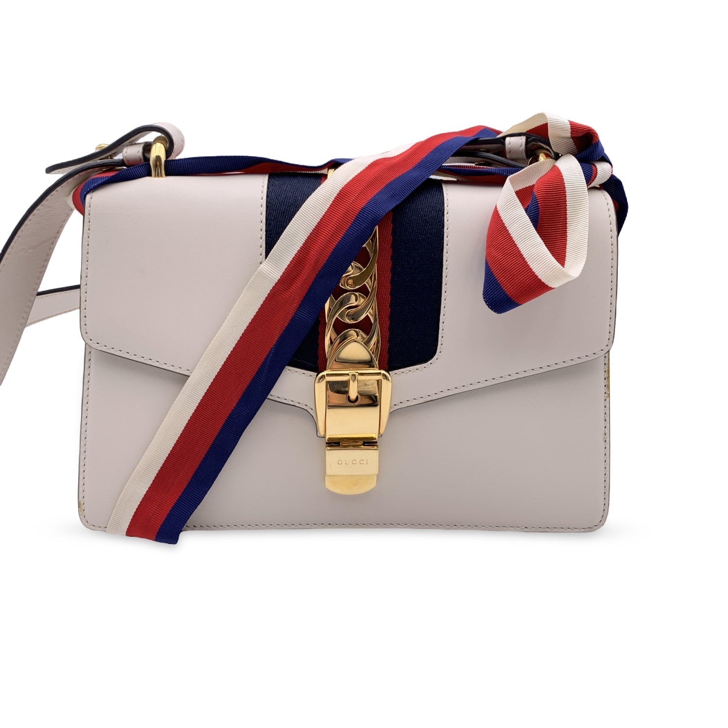 Gucci Sylvie White Leather Chain Shoulder Bag Style 3