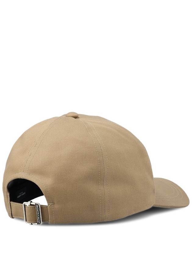 Luxury Saint Laurent Trending 2026 Embroidered Logo Gabardine Weave Cotton Ball Cap Beige