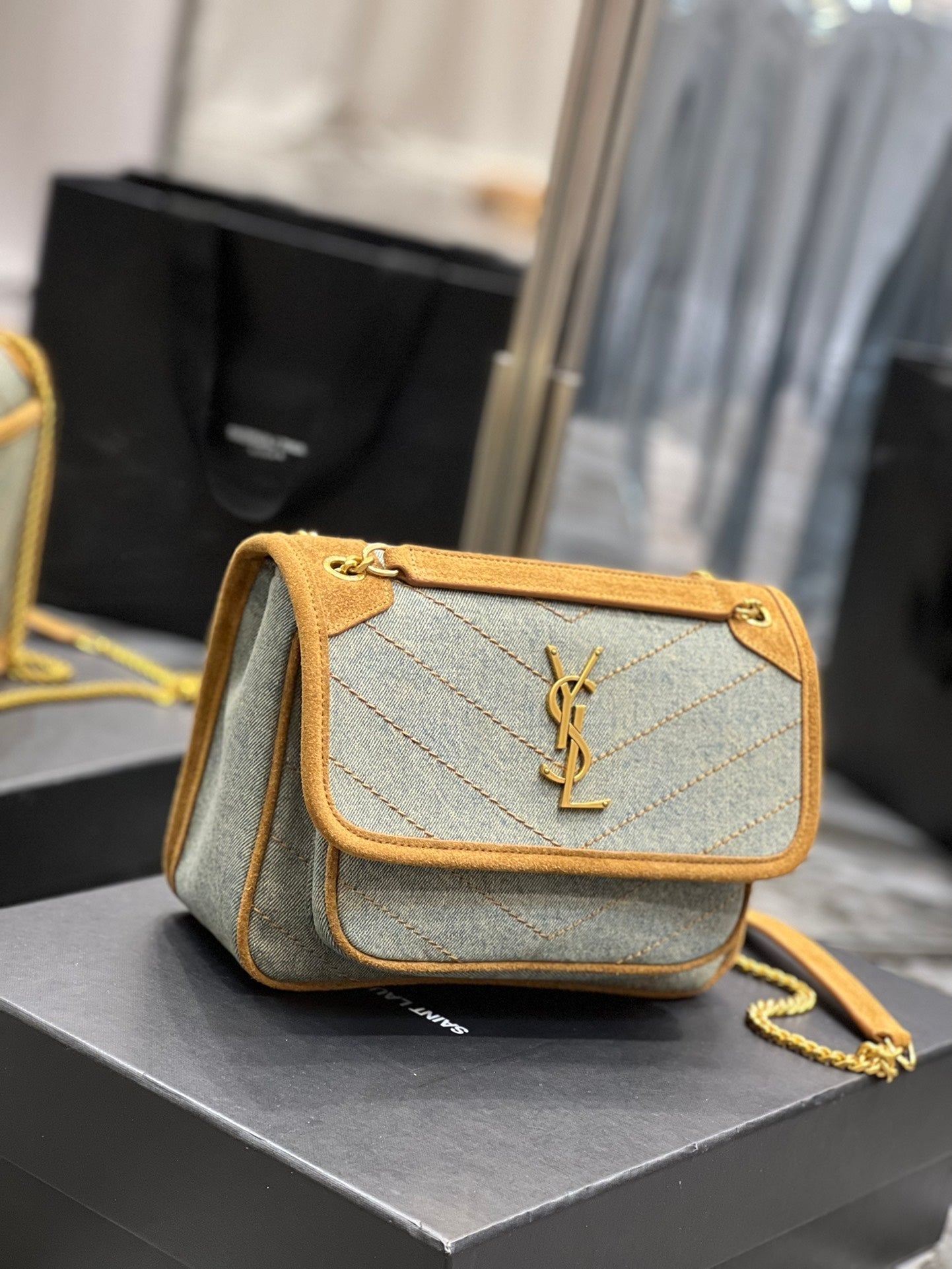 Yves Saint Laurent Niki Mini Chain Bag In Canvas