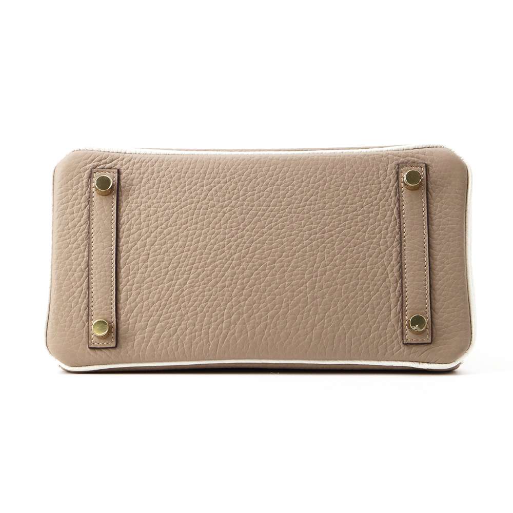 HERMES BirkinSPO Etoupe/ White Taurillon Clemence