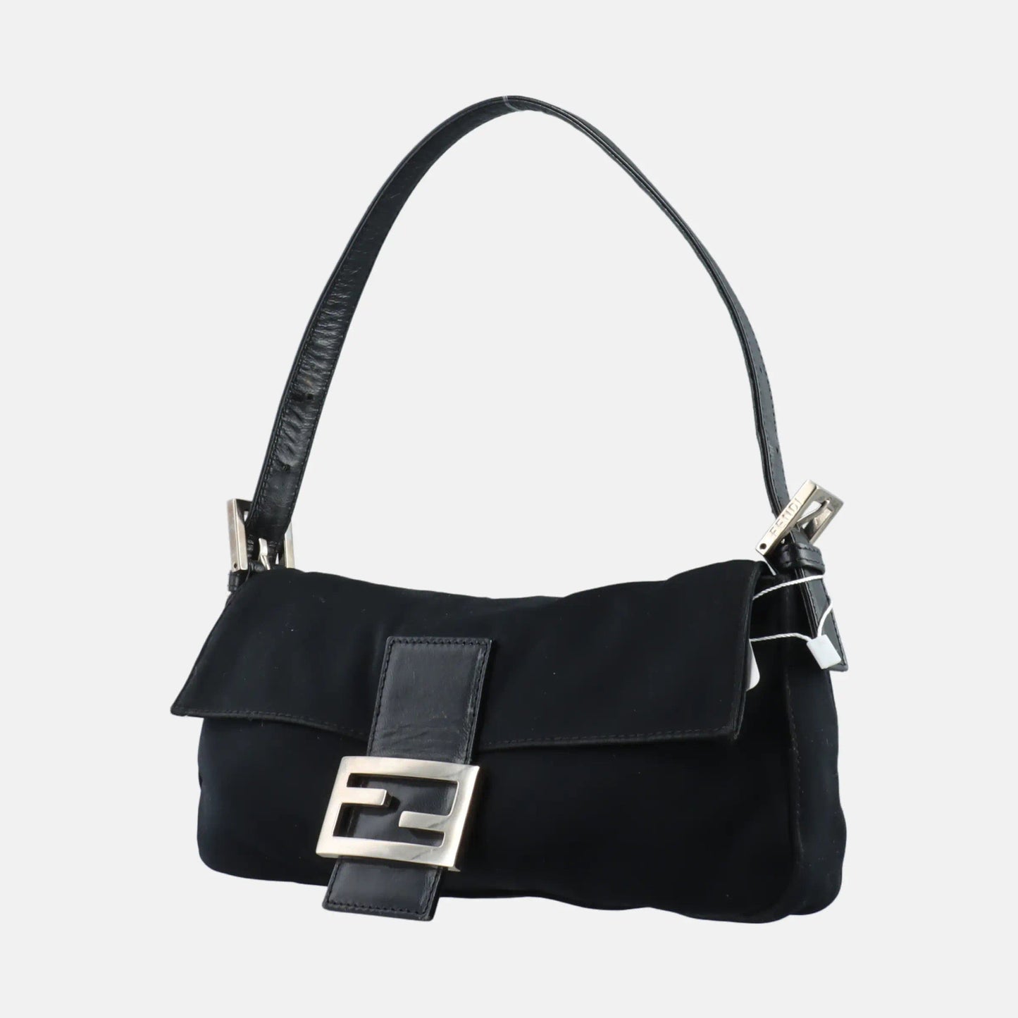 FENDI Baguette   Black Cloth Silver Hardware