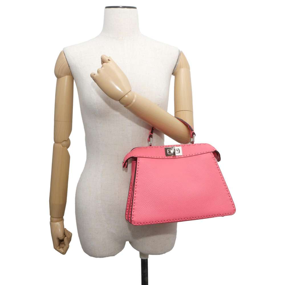 FENDI Selleria Peekaboo Icy You Pink 8BN327 Leather Size Small