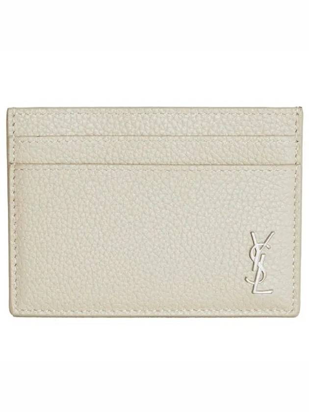 Luxury Saint Laurent Trending 2026 Casandre Small Grain Leather Card Wallet Sea Salt
