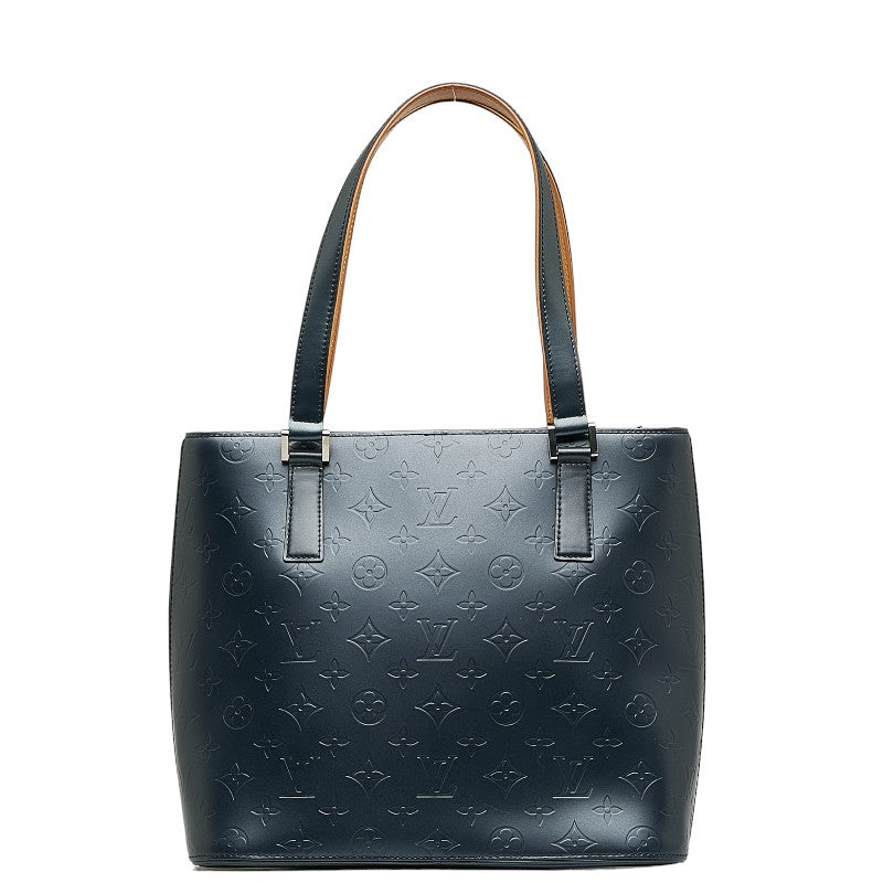Louis Vuitton Monogram Matt Stockton Handbag Blue Leather Louis Vuitton