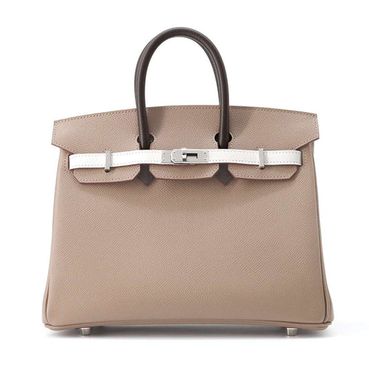 HERMES Birkin tricolor Etoupe/ Grease Pail/ Ebene Epsom Size 25