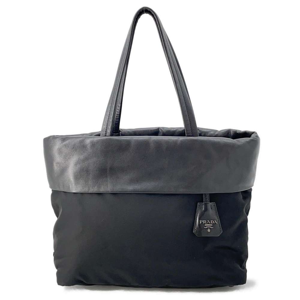 PRADA 2way Tote Bag Black Nylon Leather